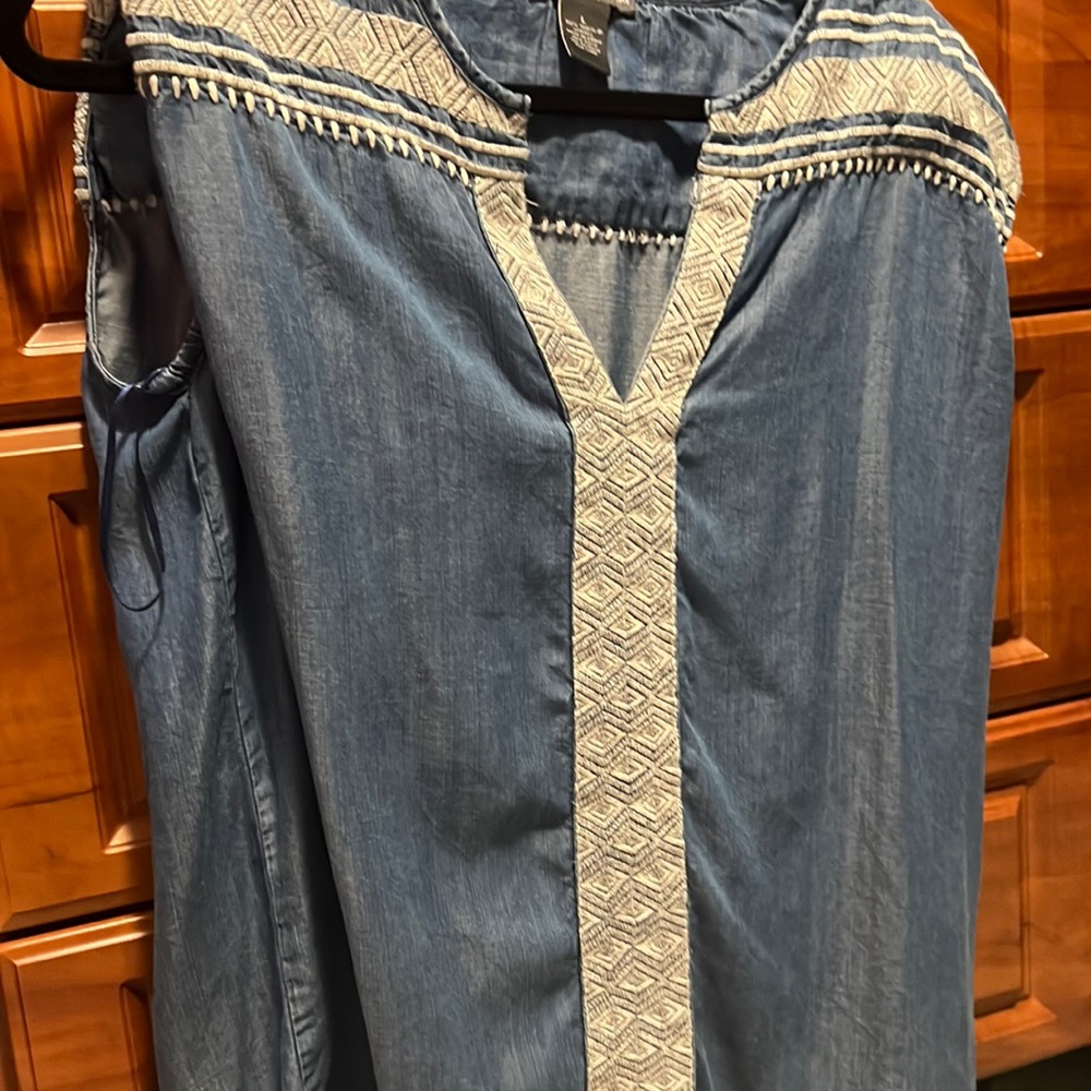 Cute jean dress with fringe hem